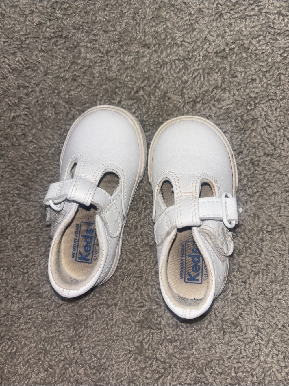 Keds White Girls' T-Strap Mary Jane Baby Shoes